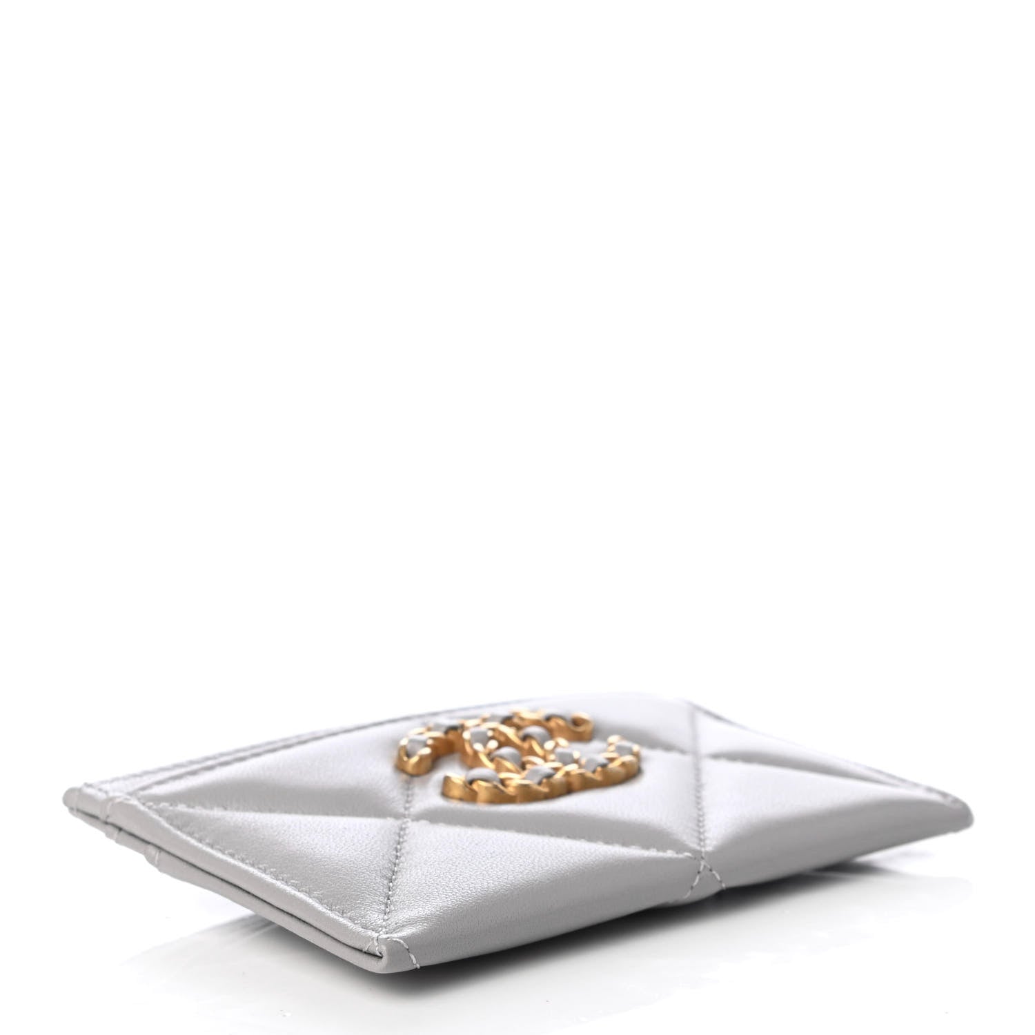 Chanel Shiny Goatskin Quilted 19 Card Holder Grey 3 of 7