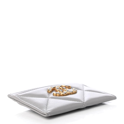 Chanel Shiny Goatskin Quilted 19 Card Holder Grey 3 of 7