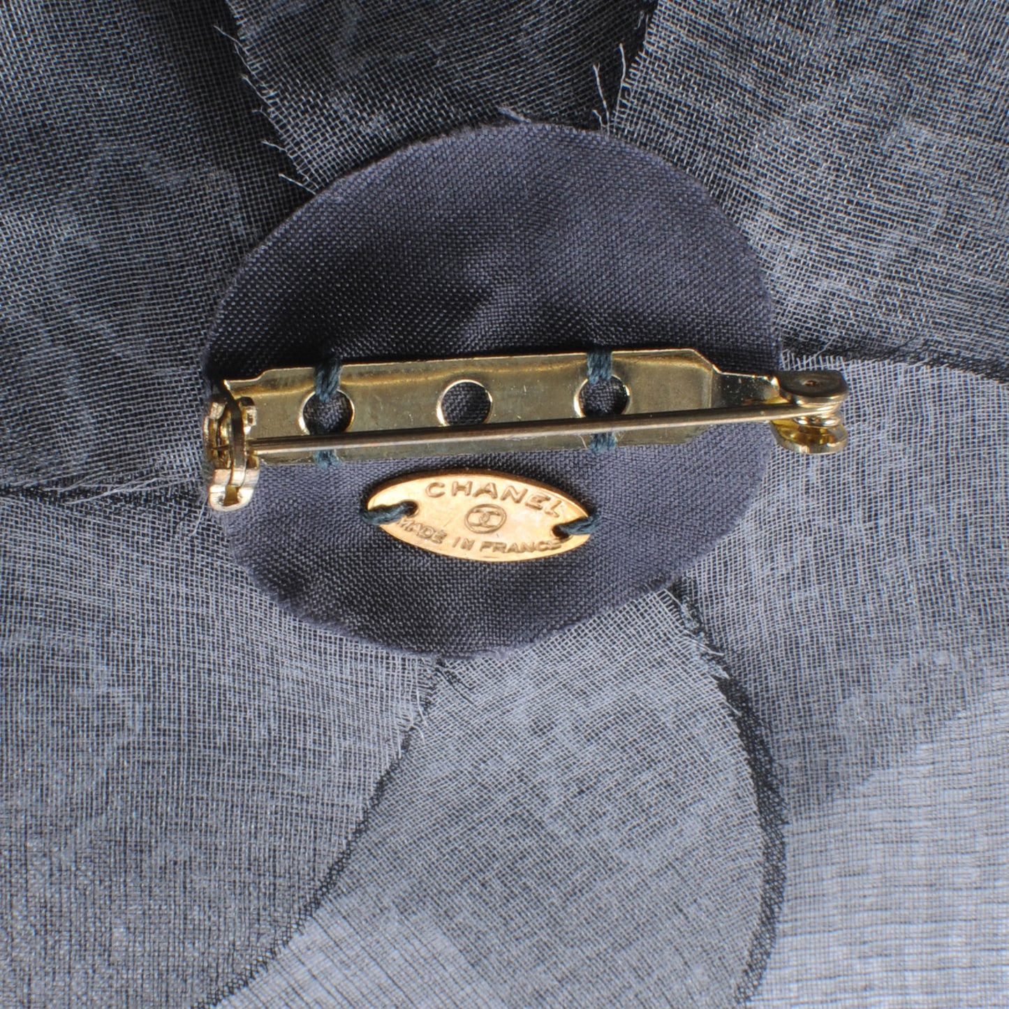 Camellia Print Pin Brooch Black