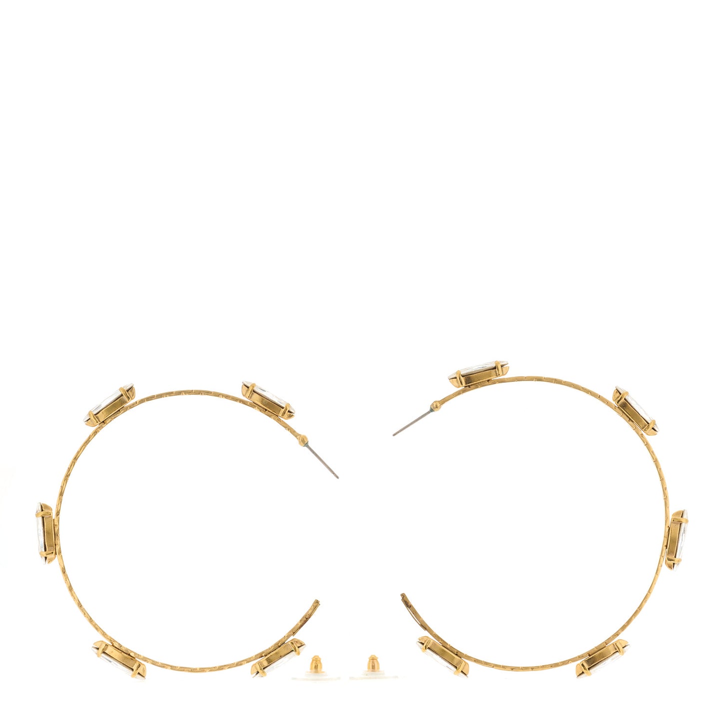 Metal Crystal Hoop Earrings Gold