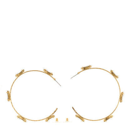 Saint Laurent Metal Crystal Hoop Earrings Gold 2 of 4