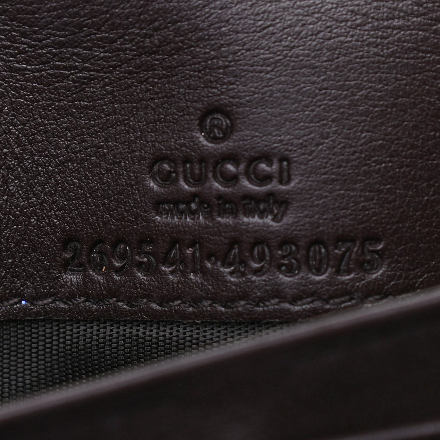 Guccissima Signature Dice Chain Wallet Chocolate
