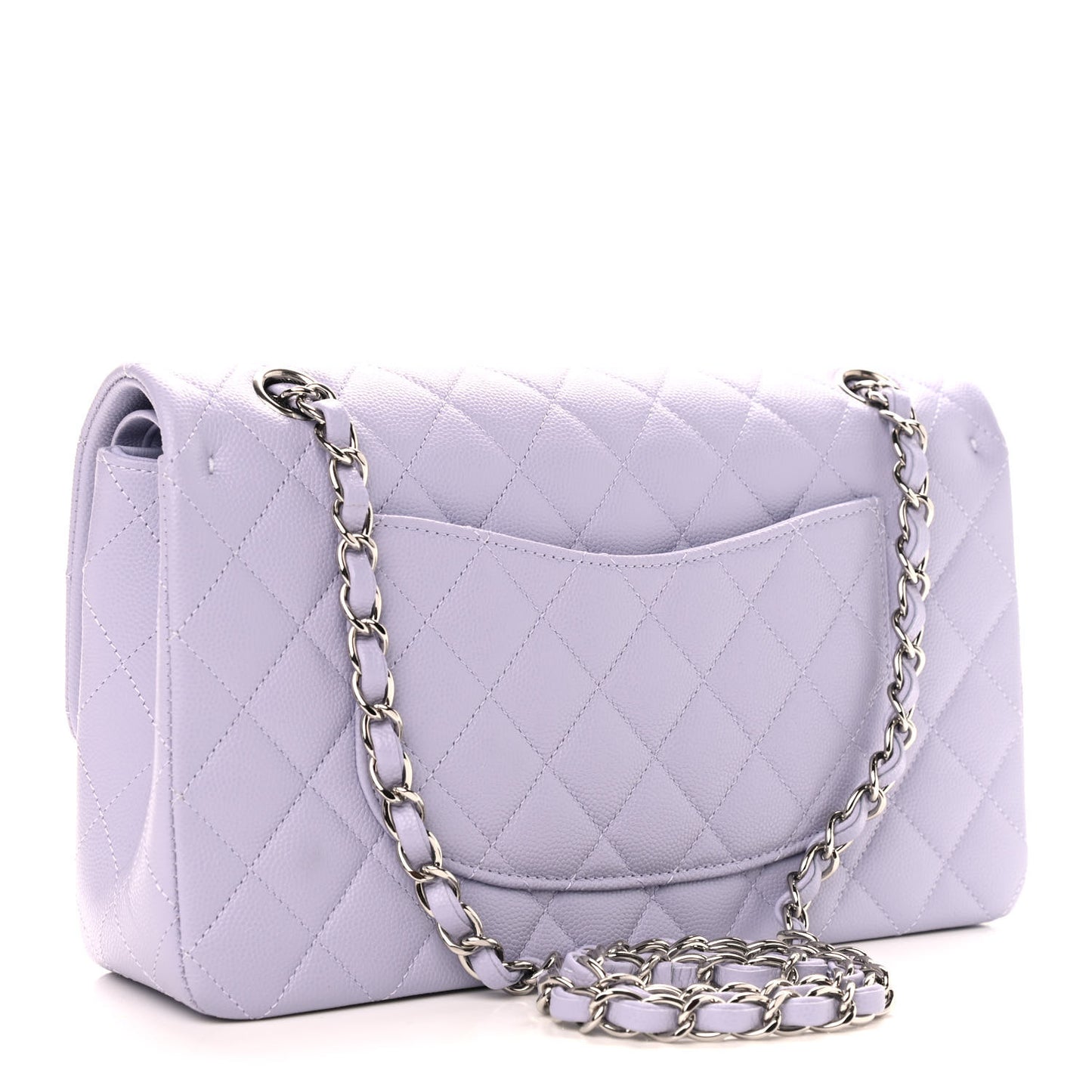 Caviar Quilted Medium Double Flap Light Purple