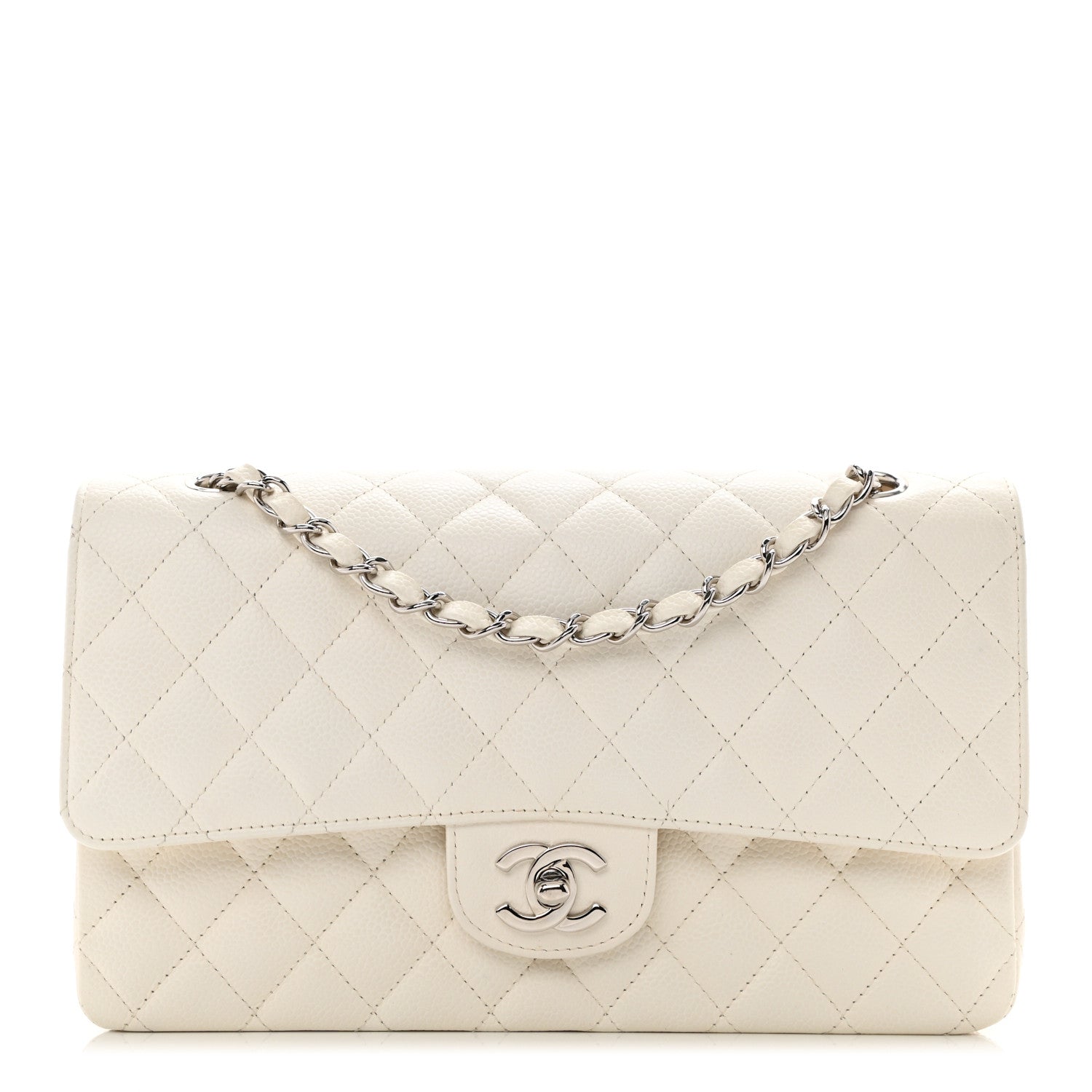 Chanel Caviar Quilted Medium Double Flap White 1 of 12