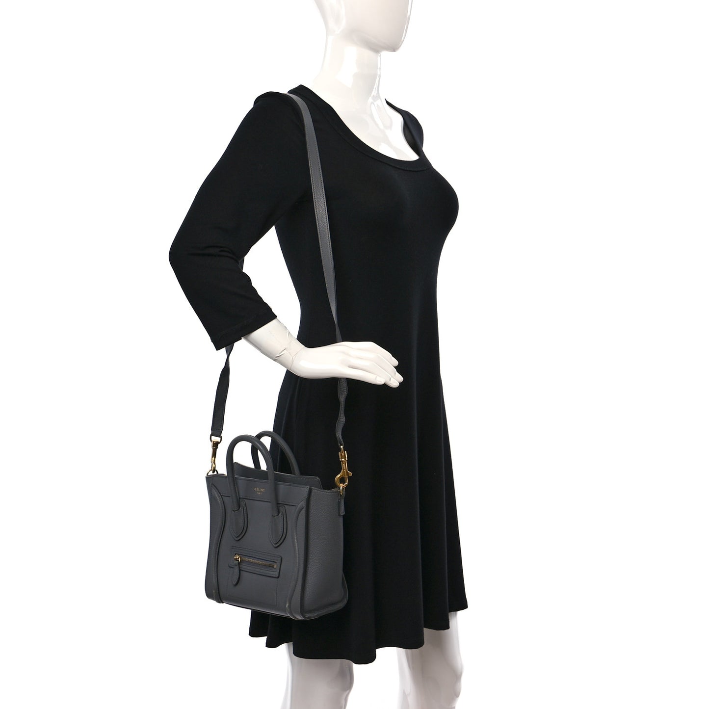 Drummed Calfskin Nano Luggage Kohl