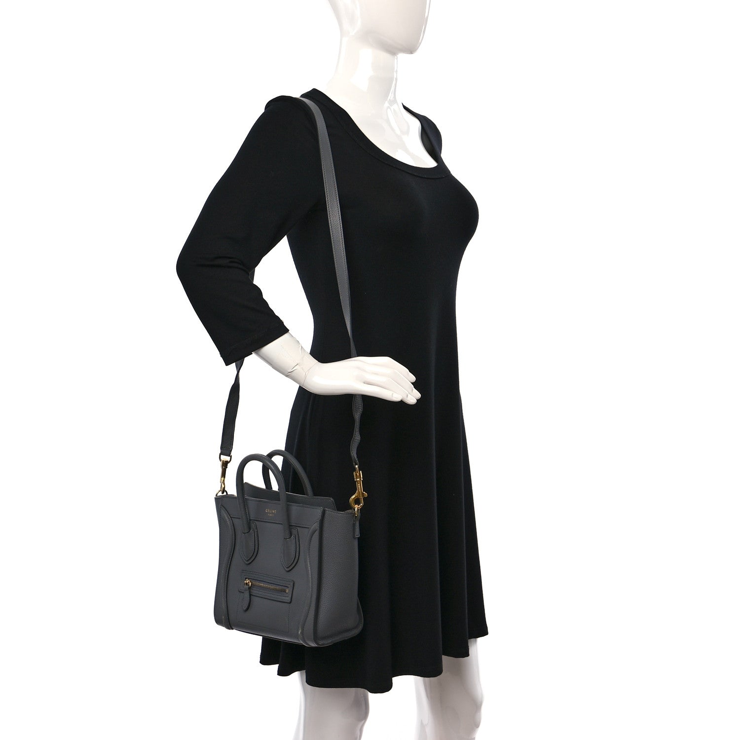Celine Drummed Calfskin Nano Luggage Kohl 2 of 18