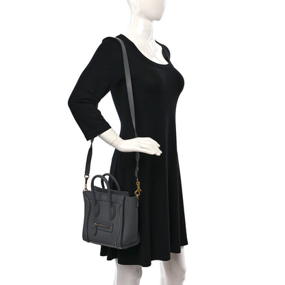 Celine Drummed Calfskin Nano Luggage Kohl 2 of 18