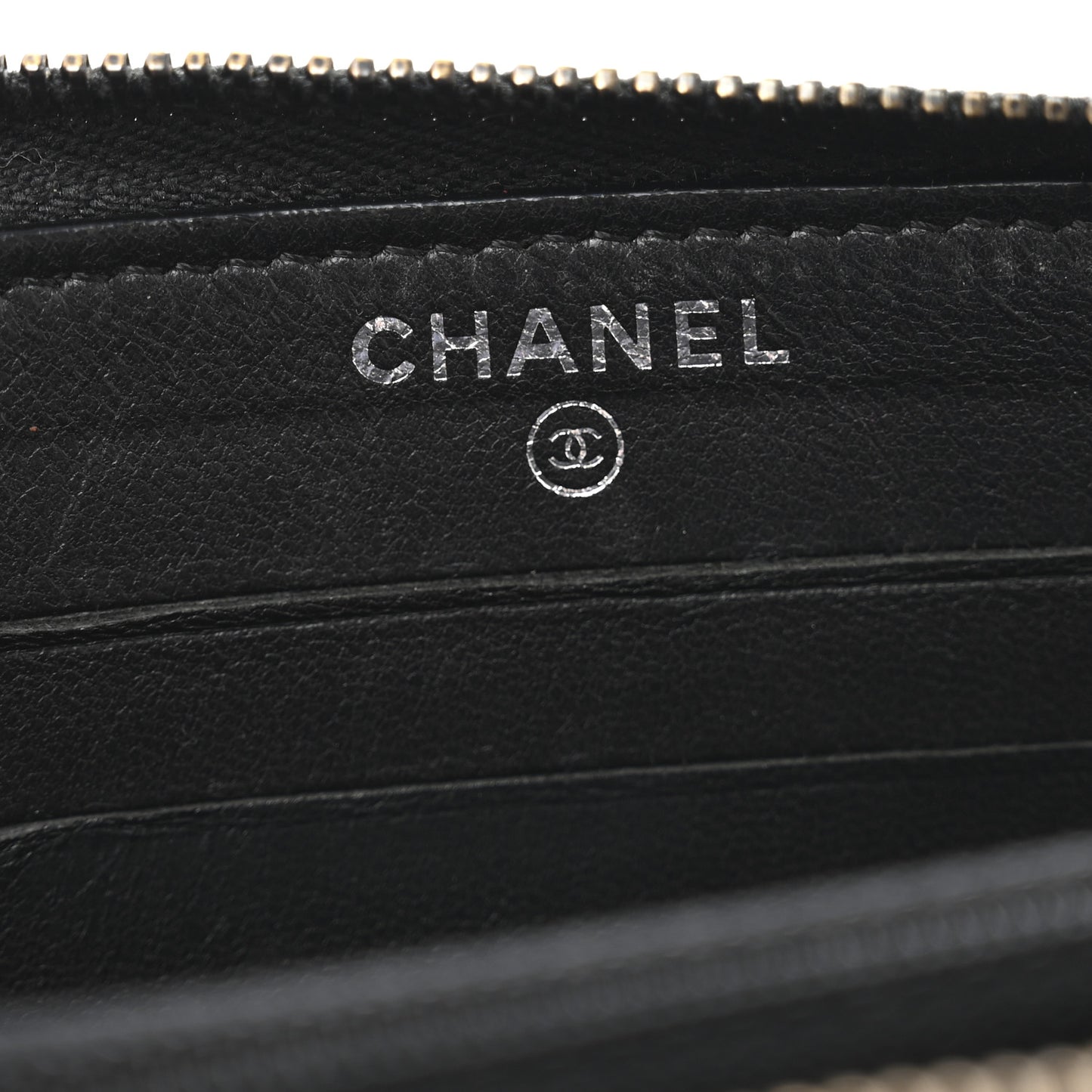 Lambskin Chevron Quilted Zip Around Wallet Black