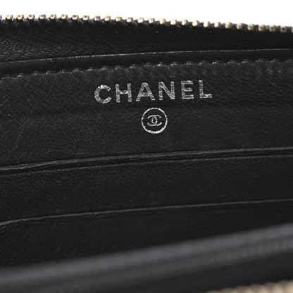 Chanel Lambskin Chevron Quilted Zip Around Wallet Black 6 of 10