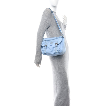 Prada Re-Nylon Vela Saffiano Pocket Double Buckle Messenger Shoulder Bag Fiordaliso 2 of 10