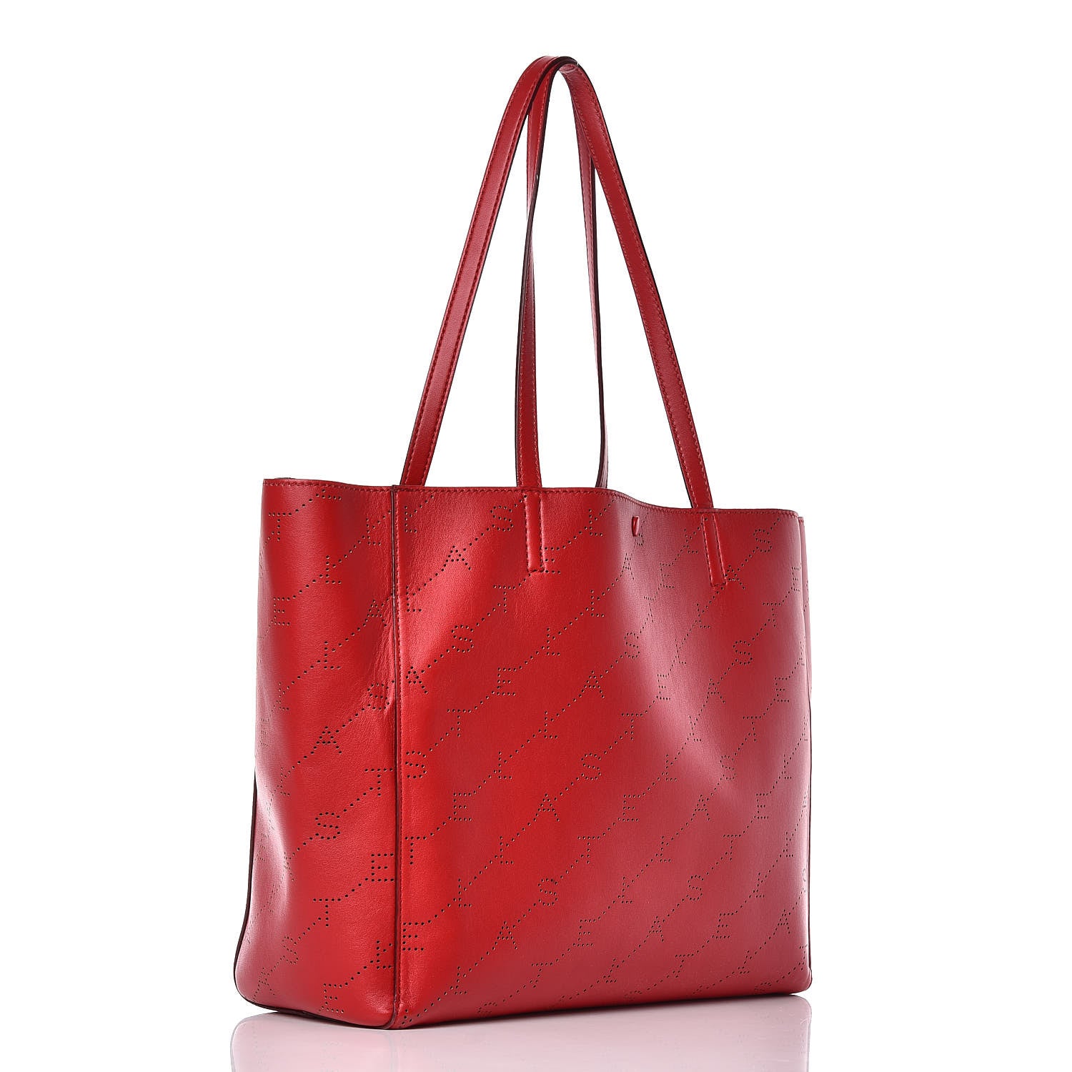 Stella McCartney Eco Alter Nappa Perforated Logo Tote Red 3 of 14