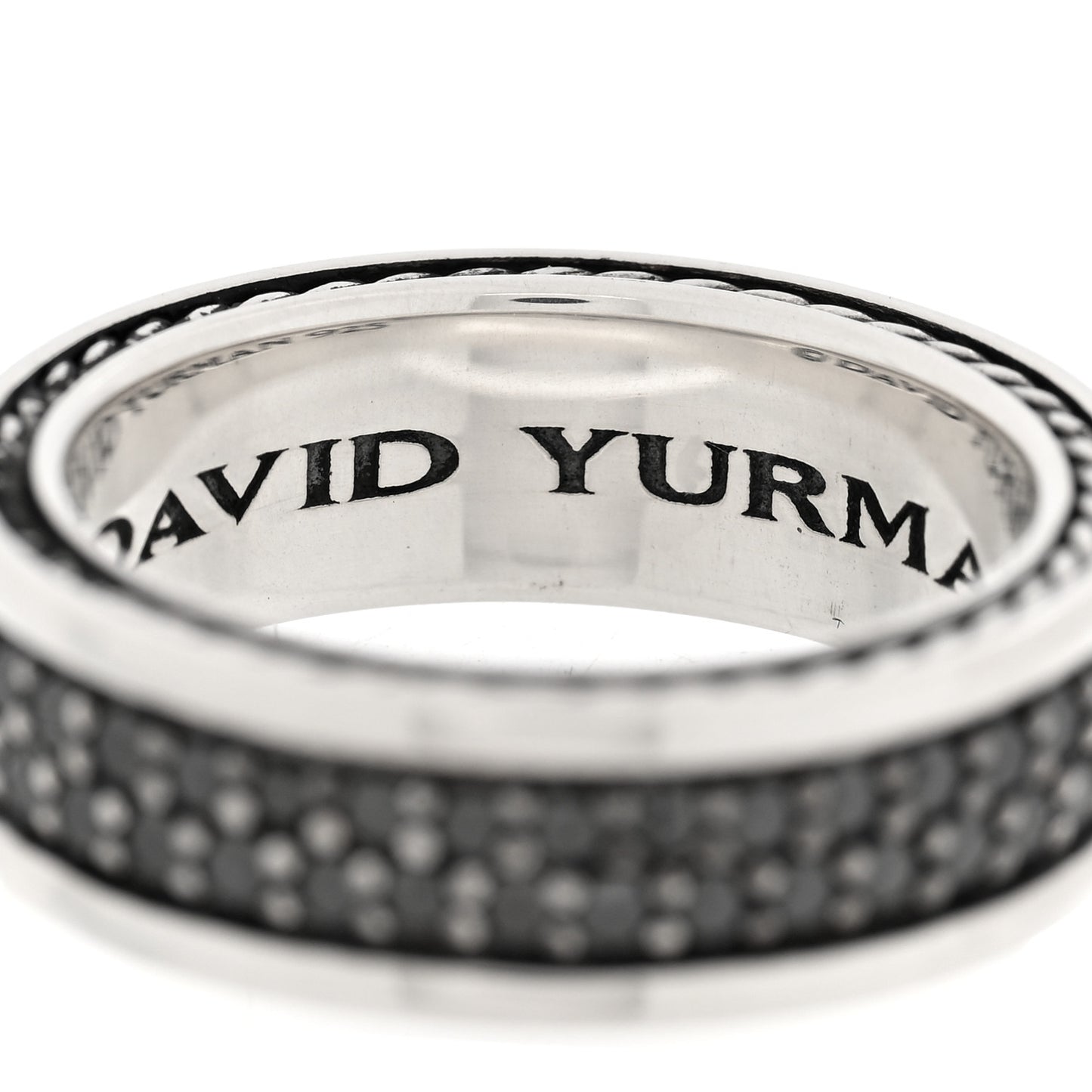 Sterling Silver Black Diamond Streamline Two-Row Band Ring