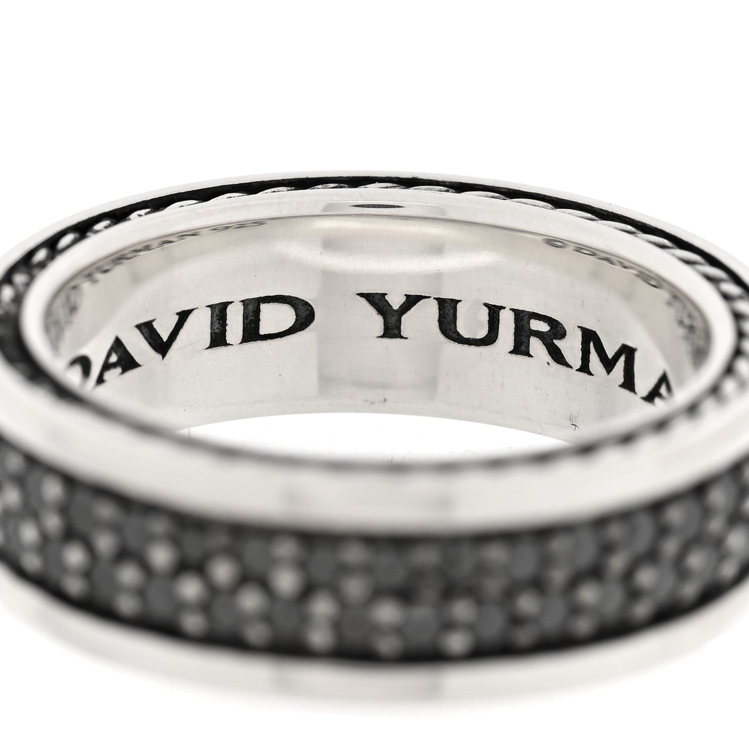 David Yurman Sterling Silver Black Diamond Streamline Two-Row Band Ring 4 of 5