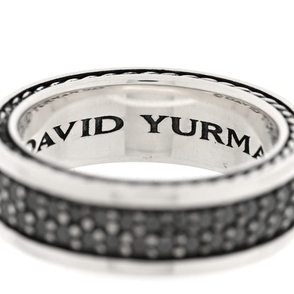 David Yurman Sterling Silver Black Diamond Streamline Two-Row Band Ring 4 of 5