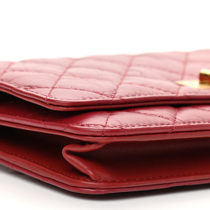 Chanel Aged Calfskin Quilted Reissue Wallet On Chain WOC Red 10 of 13