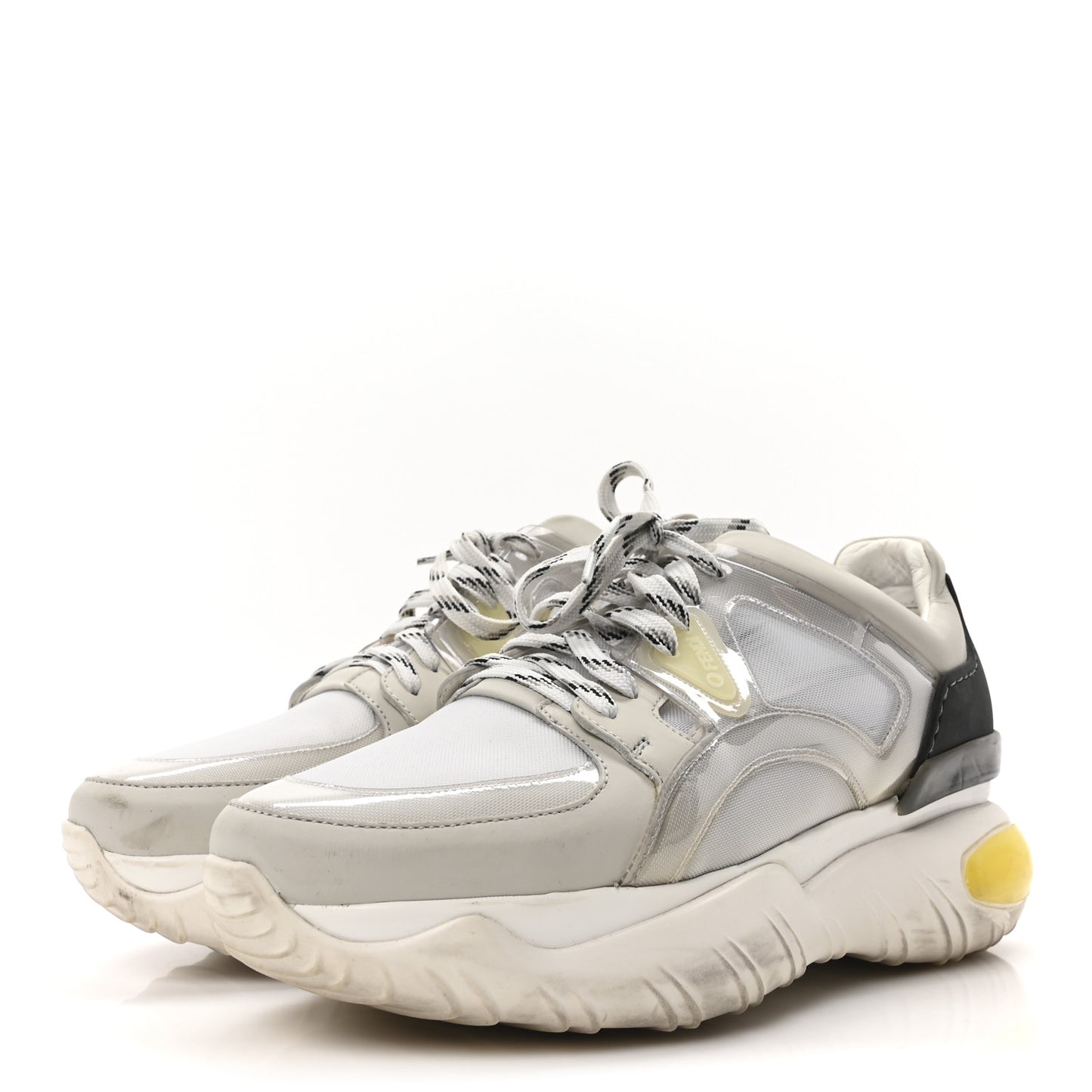 PVC Vitello Nappato Rete Womens Fancy Sneakers 39 Vetro Ghianda White