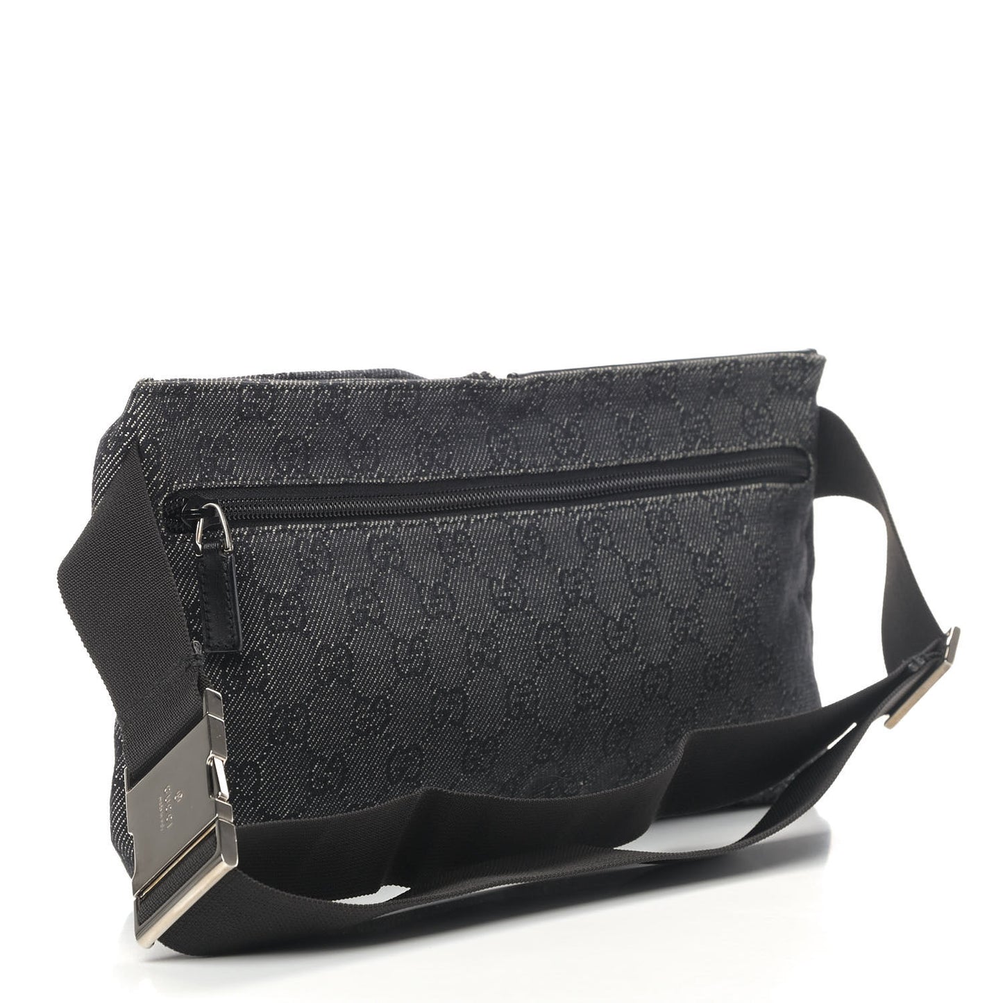 Denim Monogram Double Pocket Belt Bag Black