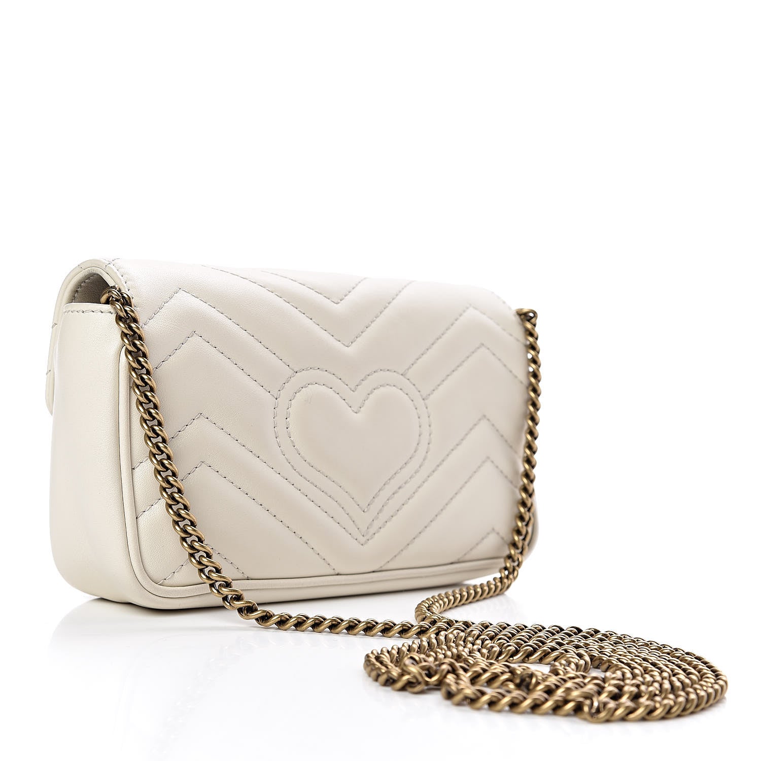 Gucci Calfskin Matelasse Super Mini GG Marmont Shoulder Bag White 3 of 10