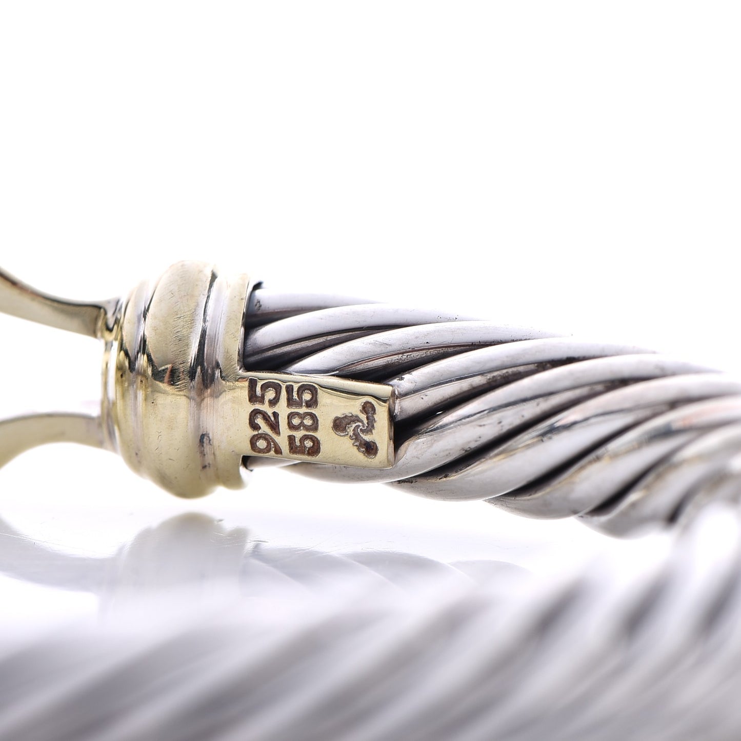 Sterling Silver 14K Yellow Gold 7mm Cable Classic Buckle Bracelet