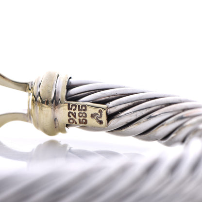 David Yurman Sterling Silver 14K Yellow Gold 7mm Cable Classic Buckle Bracelet 5 of 6