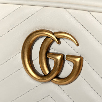 Gucci Calfskin Matelasse Small GG Marmont Chain Shoulder Bag White 7 of 7