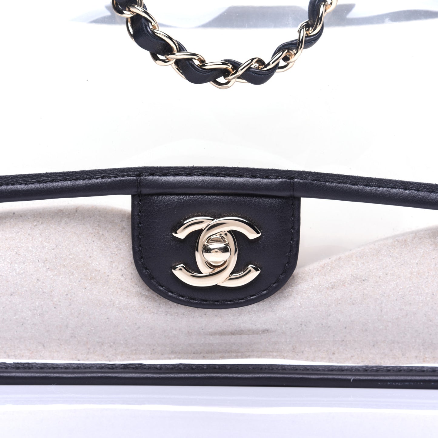 Lambskin PVC Medium Coco Sand Flap Black