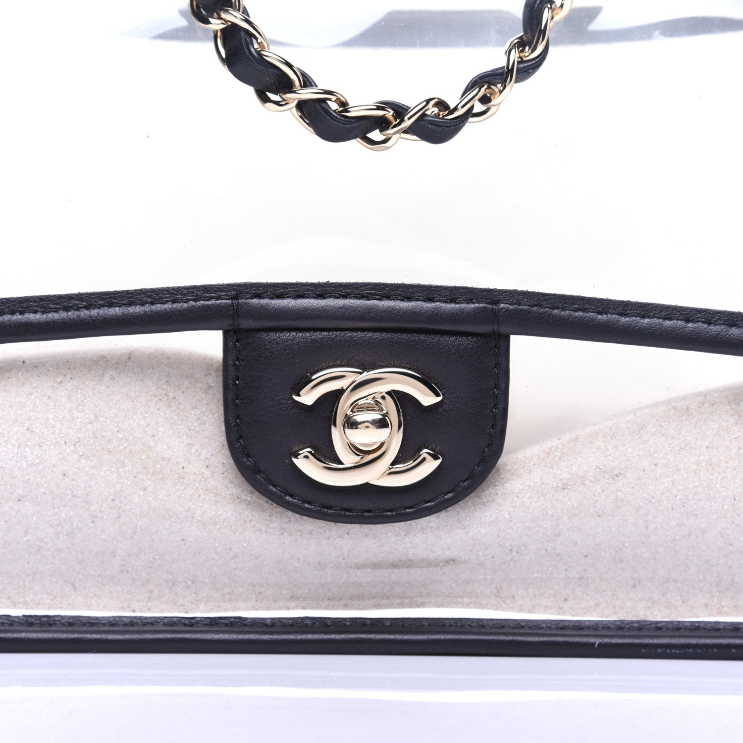 Chanel Lambskin PVC Medium Coco Sand Flap Black 12 of 16