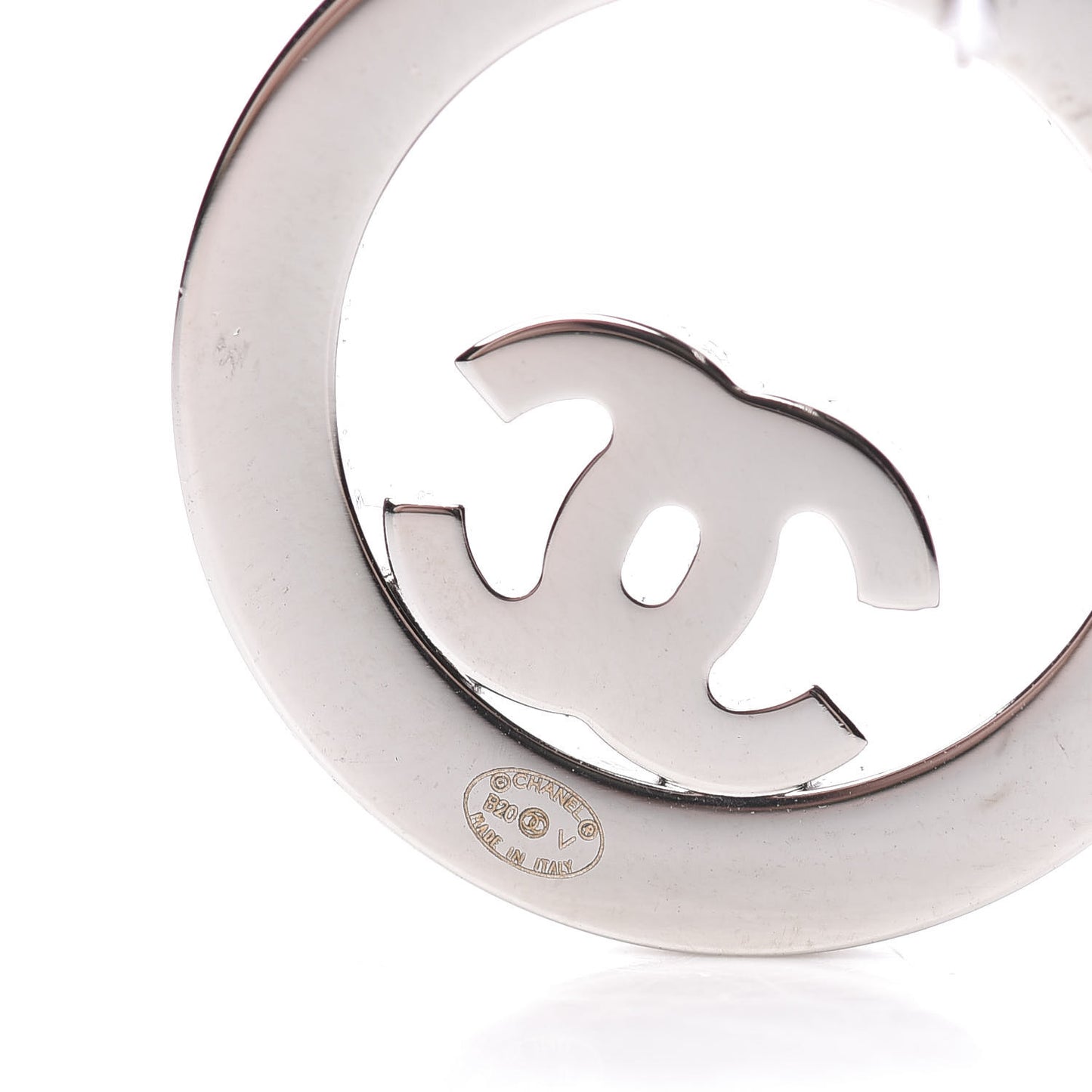 Crystal CC Round Earrings Silver