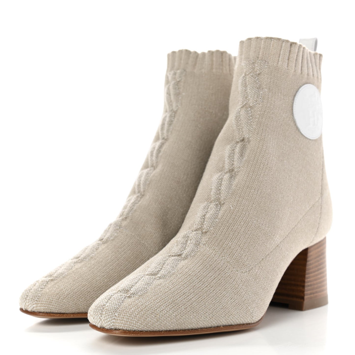 Knit Calfskin Volver 60 Ankle Boots 36 Nocciola