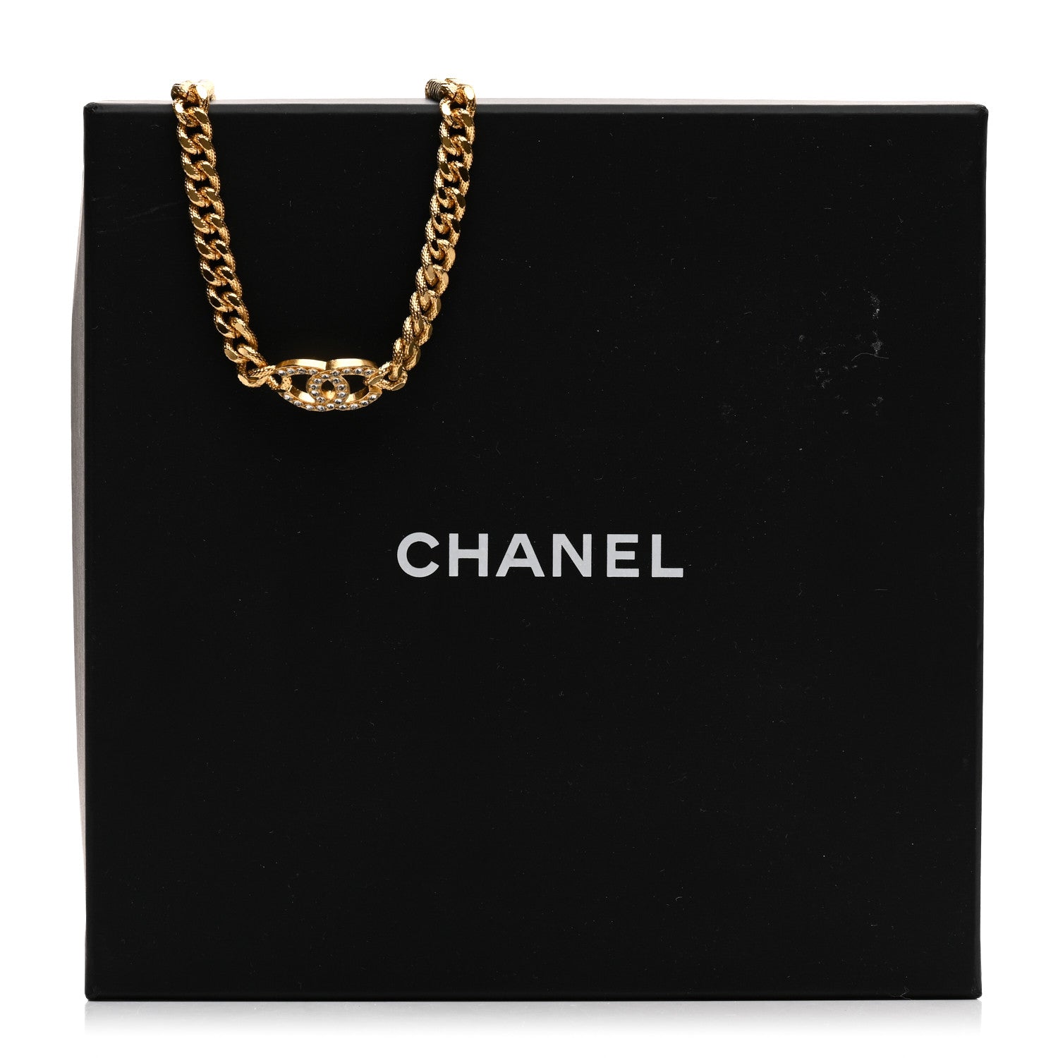 Chanel Crystal Chain Link CC Choker Necklace Gold 6 of 6