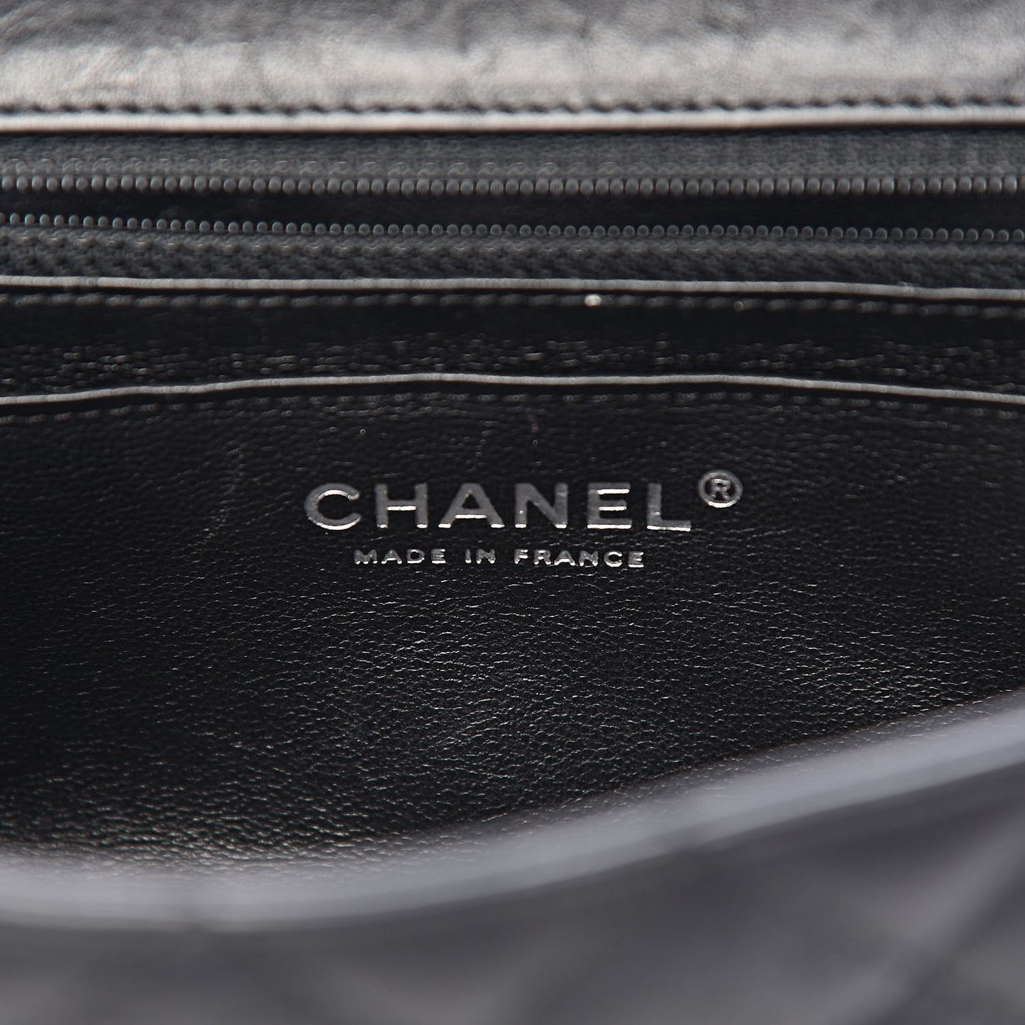 Crumpled Calfskin Quilted Mini Rectangular Flap So Black