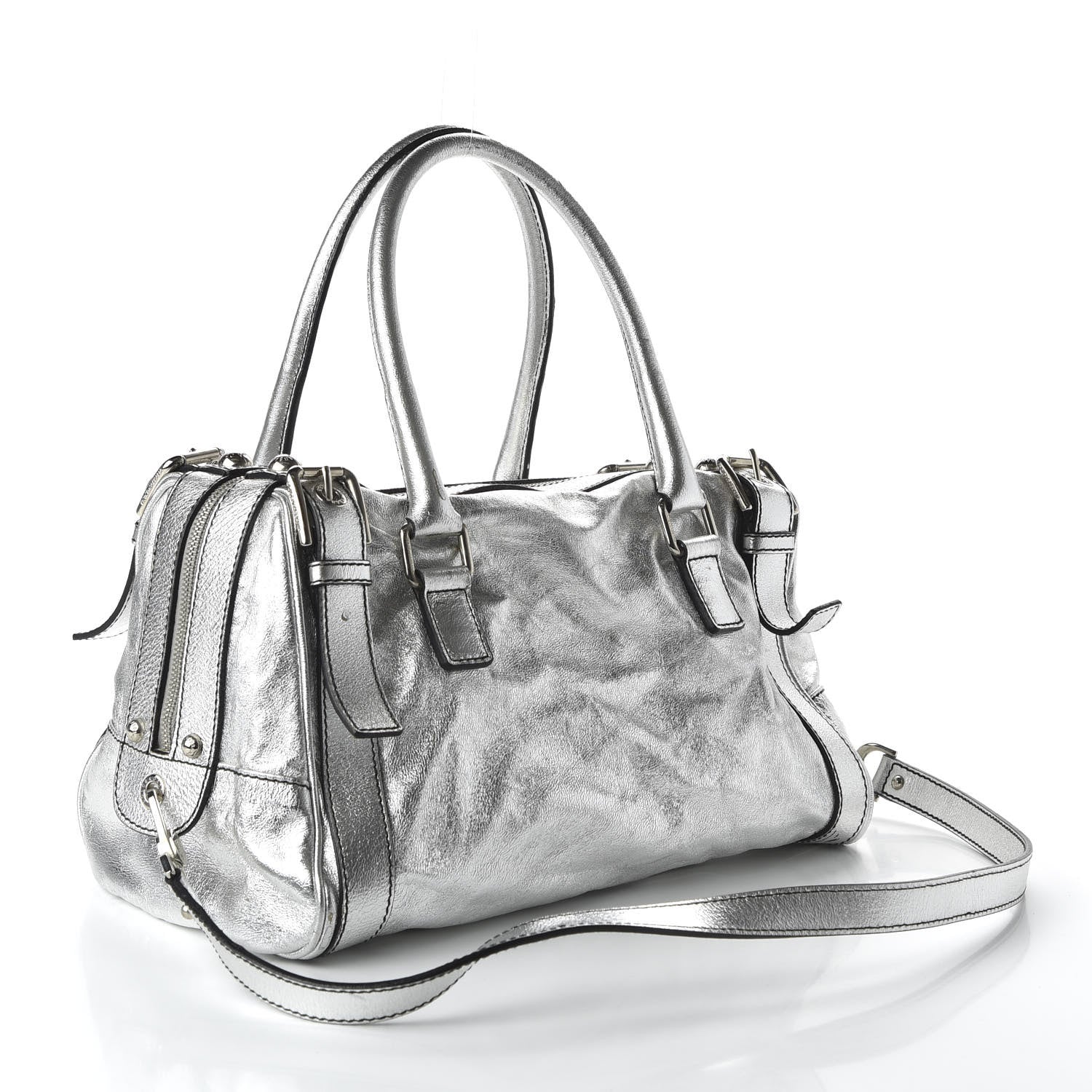 Dolce & Gabbana Metallic Calfskin Miss Easy Way Boston Bag Argento 4 of 12