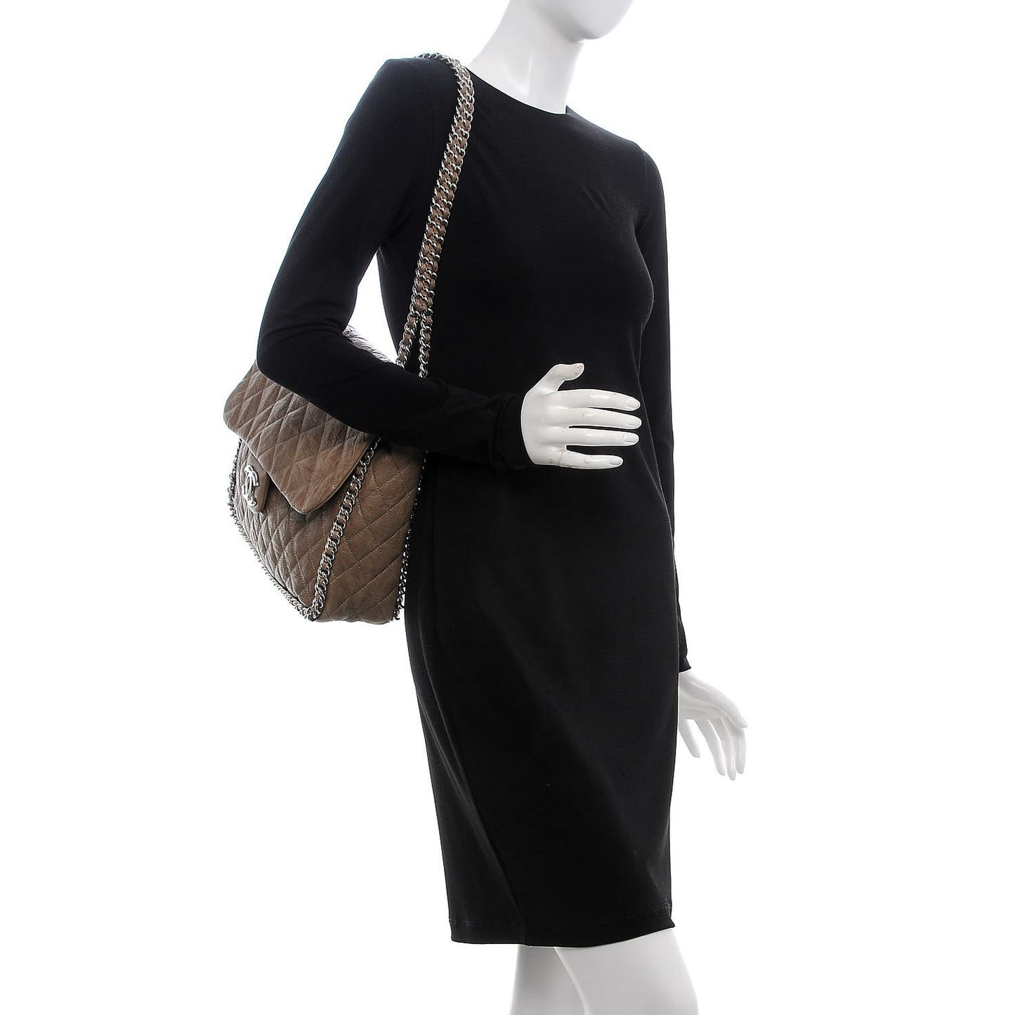 Washed Lambskin Quilted Maxi Chain Around Flap Taupe
