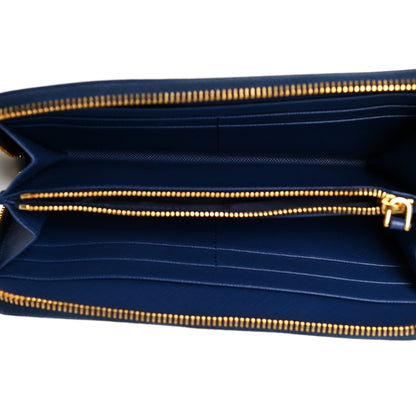 Prada Saffiano Metal Zip Around Wallet Bleuette 5 of 11