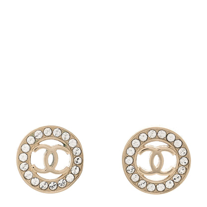 Chanel Crystal CC Round Earrings Gold 1 of 5