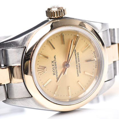 Rolex Stainless Steel 18K Yellow Gold 26mm Oyster Perpetual Watch Champagne 67183 7 of 9