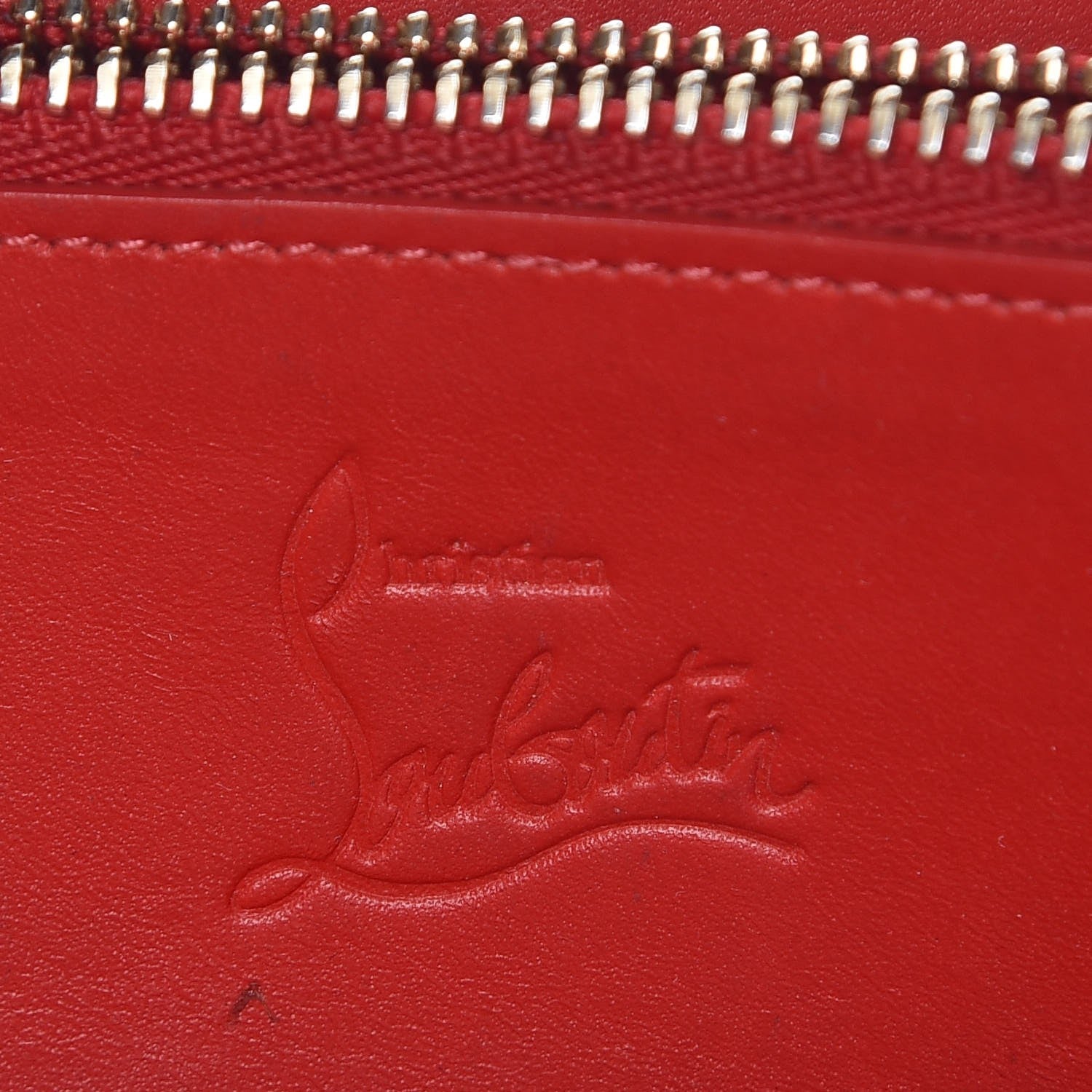 Christian Louboutin Calfskin Panettone Spiked Zip Around Wallet Rouge De Mars 6 of 18