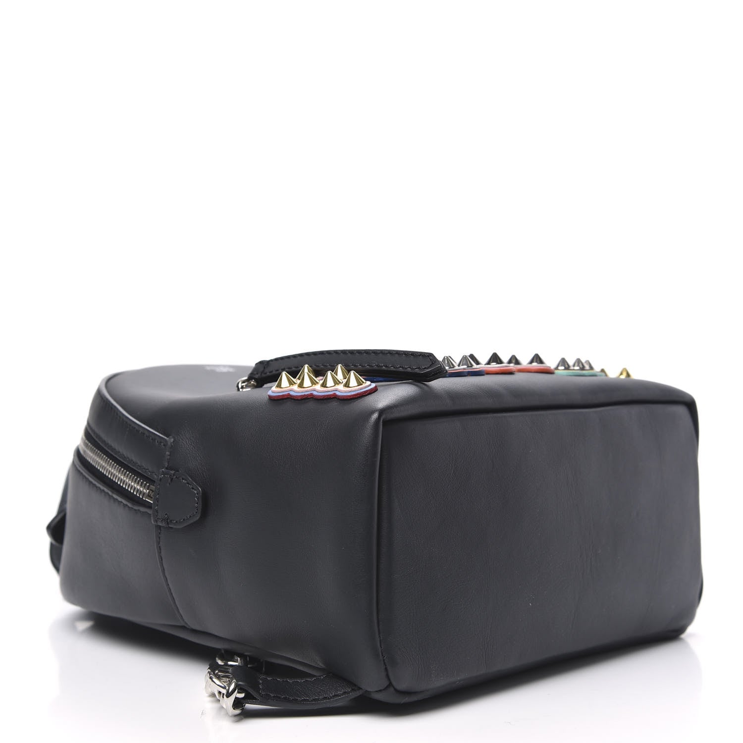 Fendi Vitello Century Fun Fair Metal Studded Mini Backpack Black Multicolor 3 of 9