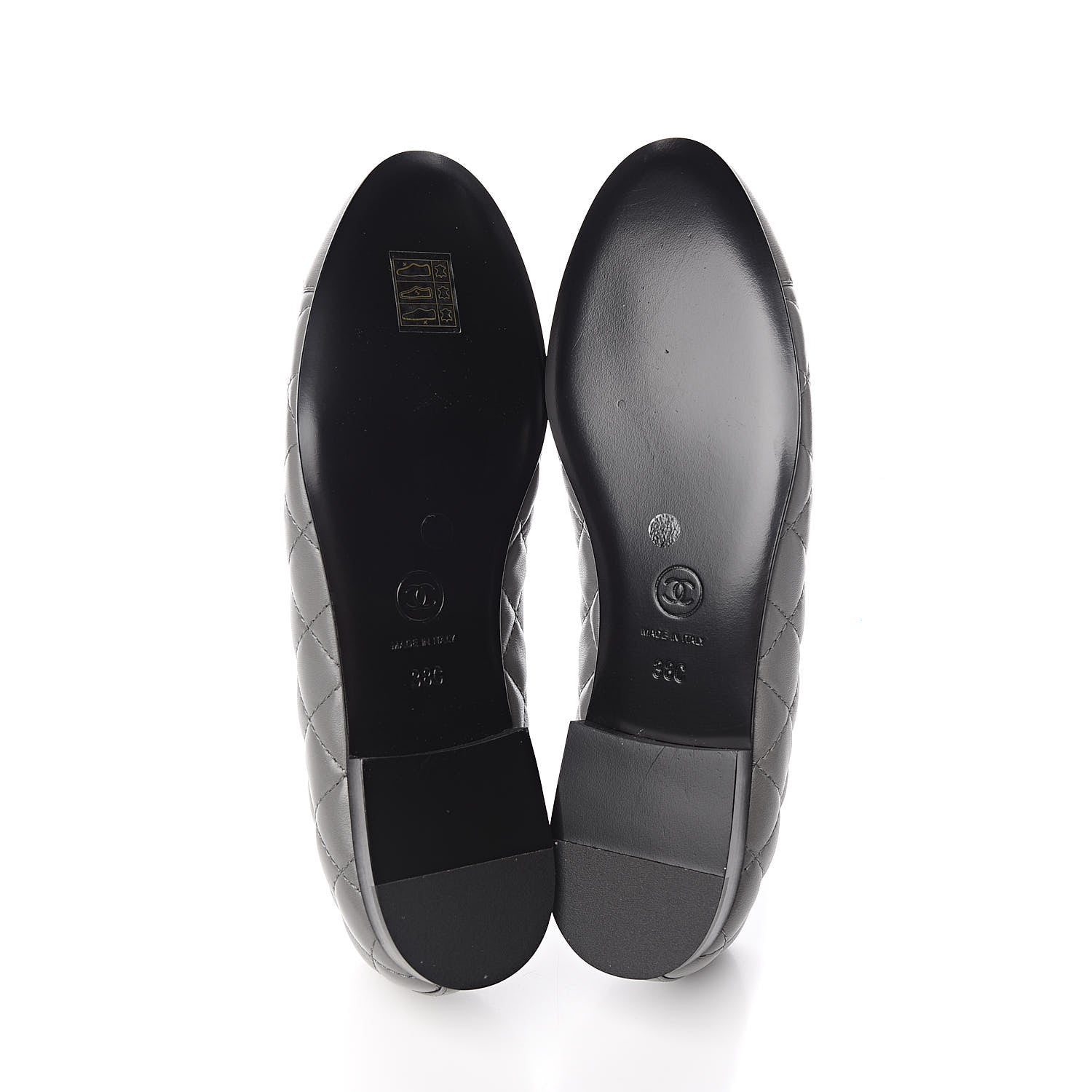 Chanel Lambskin Quilted CC Ballerina Flats 38 Grey 5 of 9