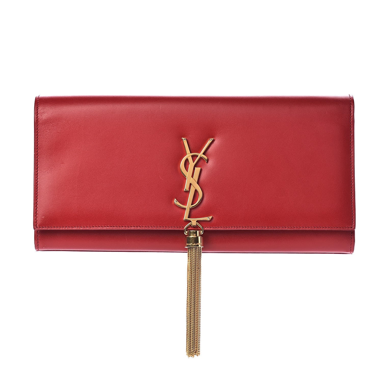 Saint Laurent Calfskin Classic Monogram Tassel Clutch Red 1 of 15
