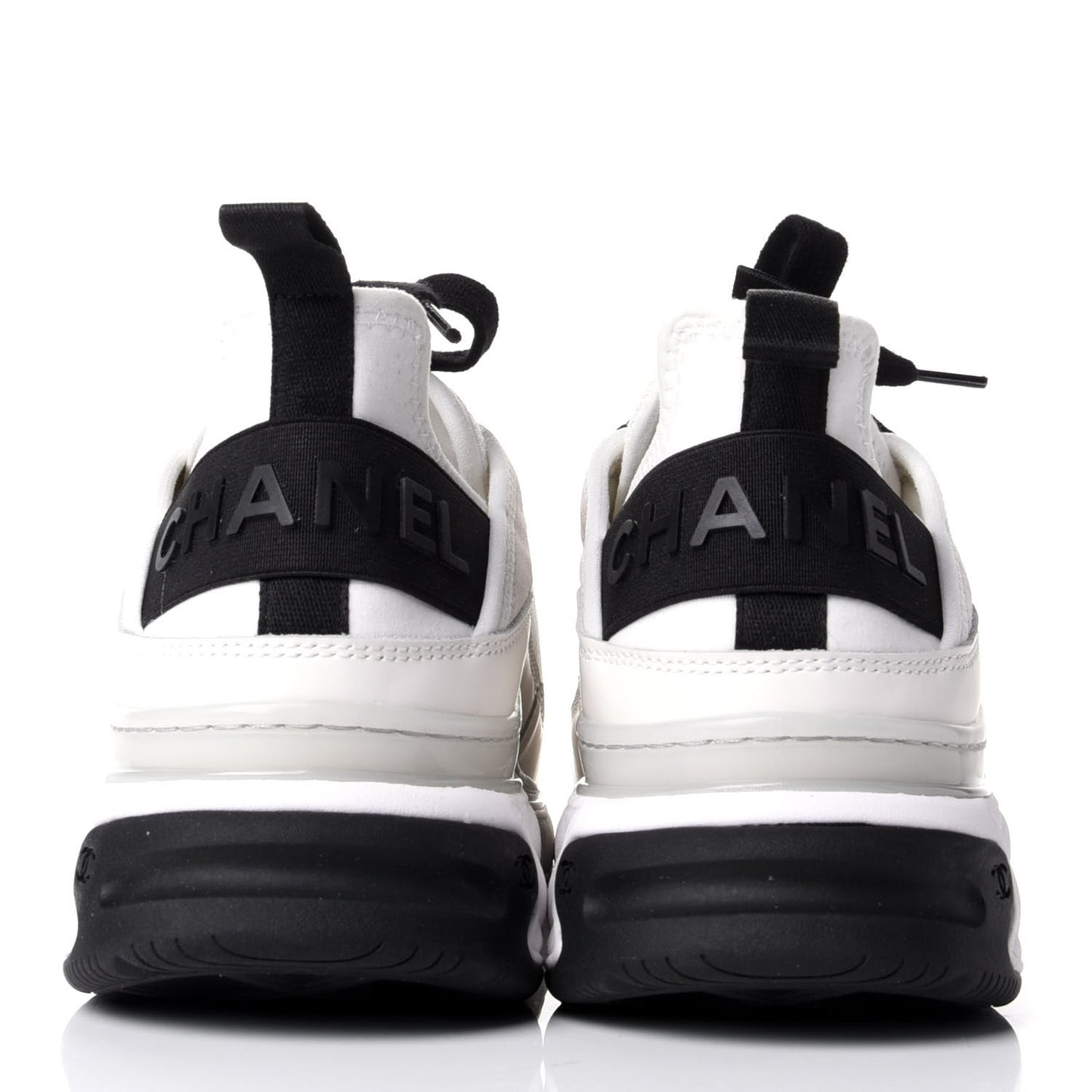 Velvet Calfskin Mixed Fibers CC Sneakers 37.5 Ivory Black