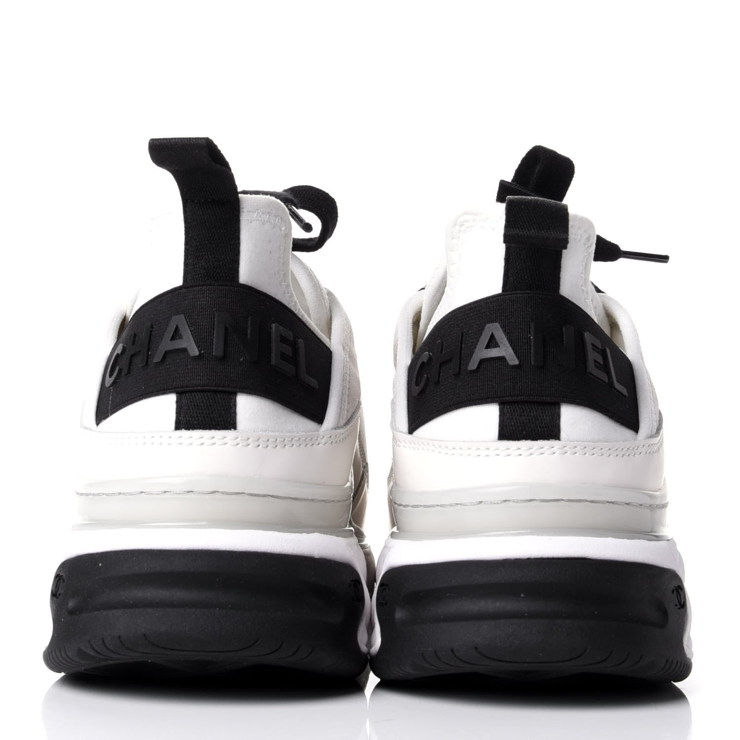 Chanel Velvet Calfskin Mixed Fibers CC Sneakers 37.5 Ivory Black 6 of 11