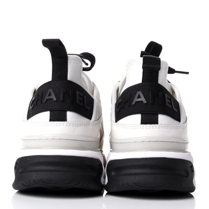 Chanel Velvet Calfskin Mixed Fibers CC Sneakers 37.5 Ivory Black 6 of 11