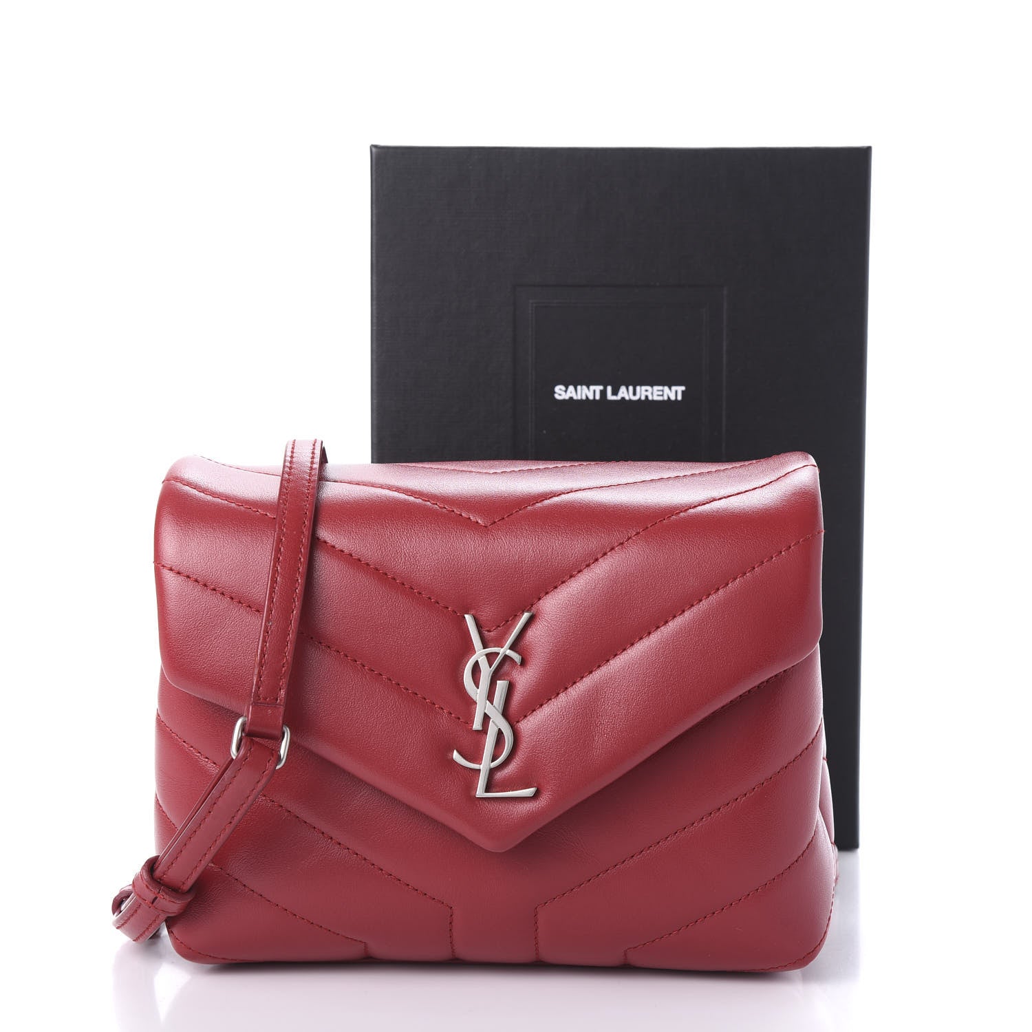 Saint Laurent Calfskin Y Quilted Monogram Toy Loulou Crossbody Bag Lipstick Red 9 of 9