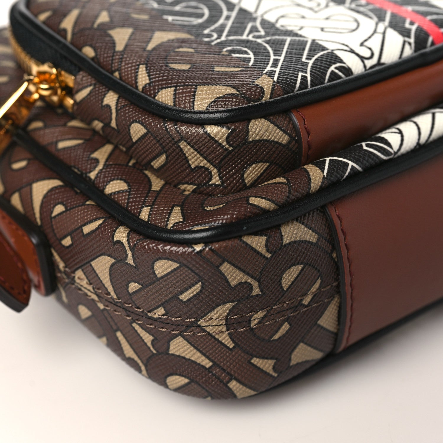 Burberry E-Canvas Monogram Stripe Camera Bag Bridle Brown 7 of 8
