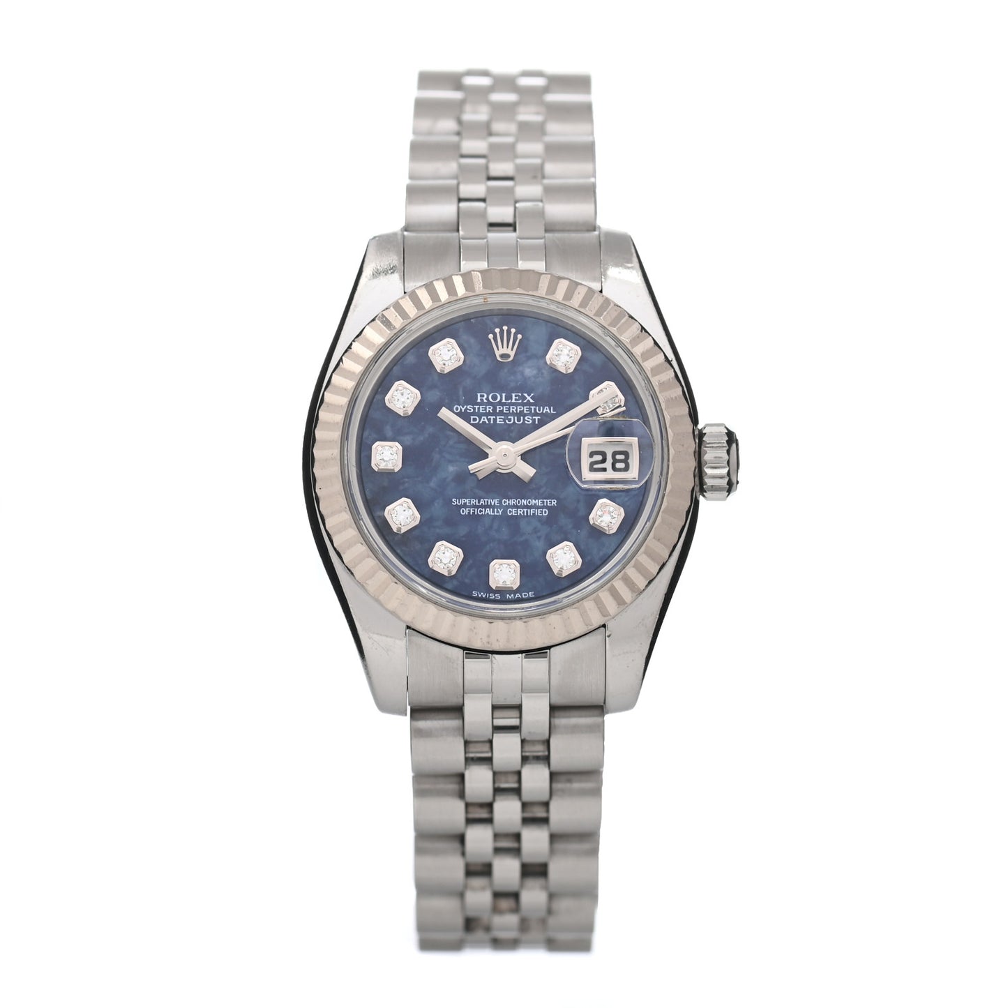 Stainless Steel 18K White Gold Diamond 26mm Oyster Perpetual Datejust Watch Sodalite 179174