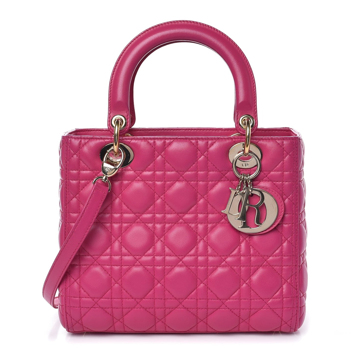 Lambskin Cannage Medium Lady Dior Pink