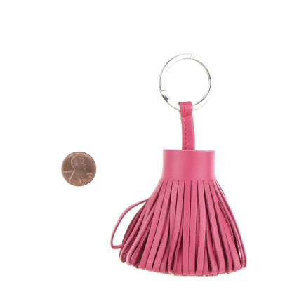 Hermes Lambskin Carmen Tassel Key Holder Rose Shocking 2 of 3