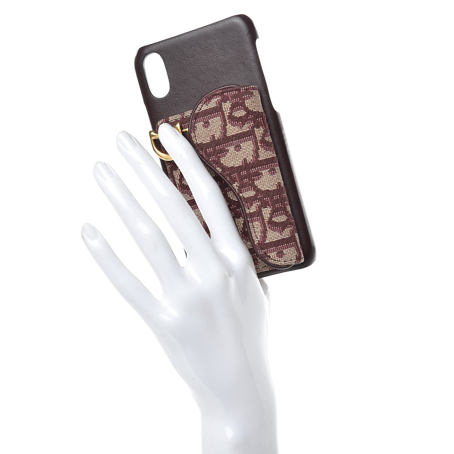Oblique Calfskin Saddle iPhone X Case Bordeaux