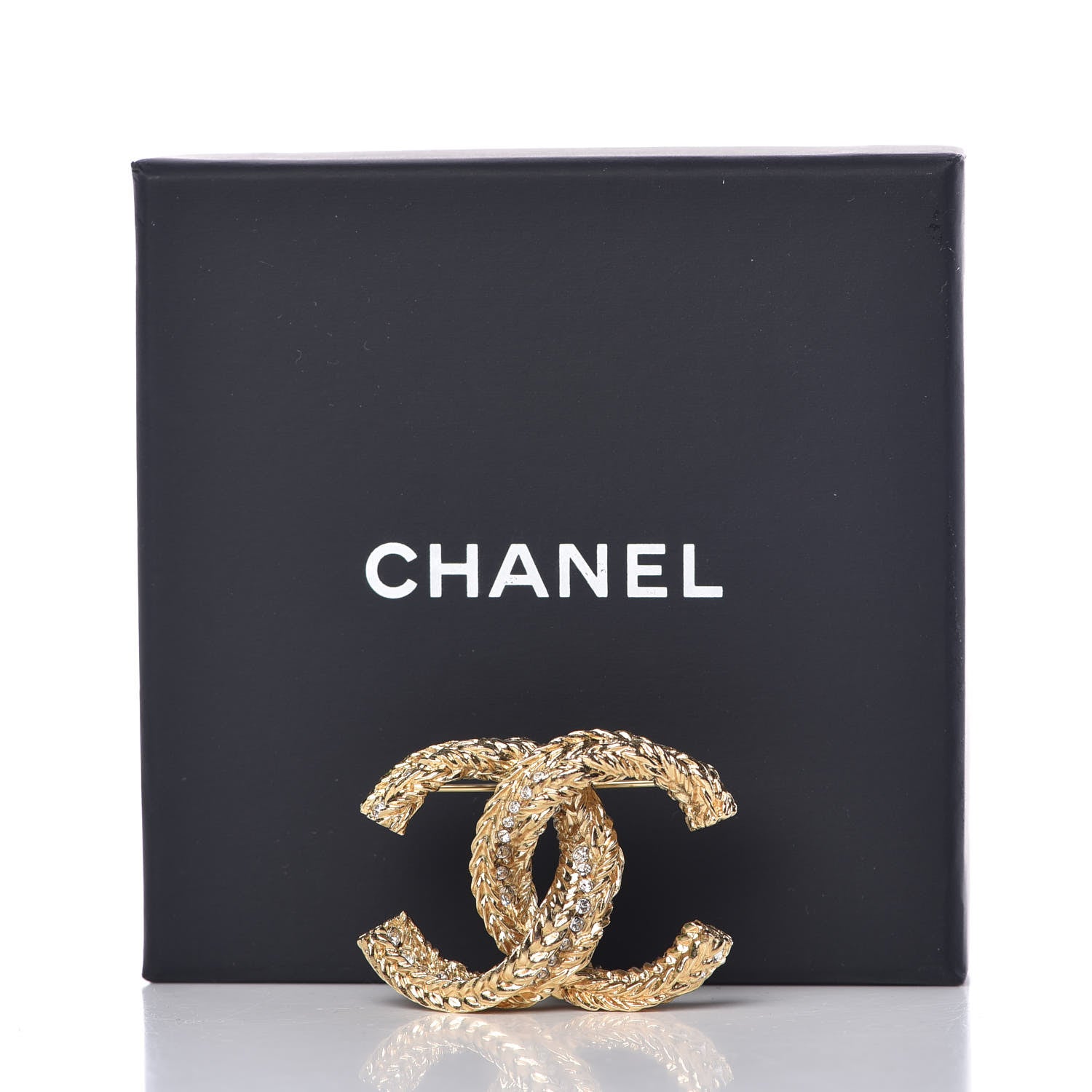 Chanel Crystal CC Brooch Gold 5 of 5